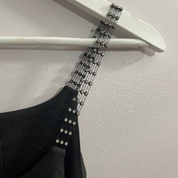 Black Vintage Style Classy Cocktail Layered Rhinestone Strap Party Dress Size 6 - Picture 5 of 5